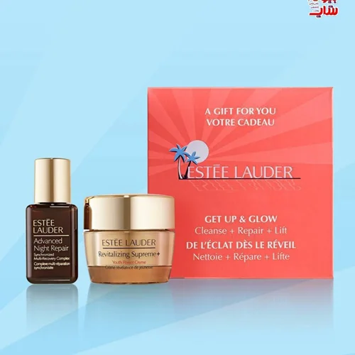 ست استی لادرسرم لیفت و کرم جوانساز قوی اصل اروپایی Estee Lauder Get Up & Glow Repair + Lift 2 Pc Set