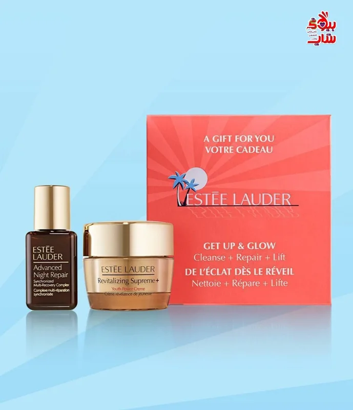 ست استی لادرسرم لیفت و کرم جوانساز قوی اصل اروپایی Estee Lauder Get Up & Glow Repair + Lift 2 Pc Set