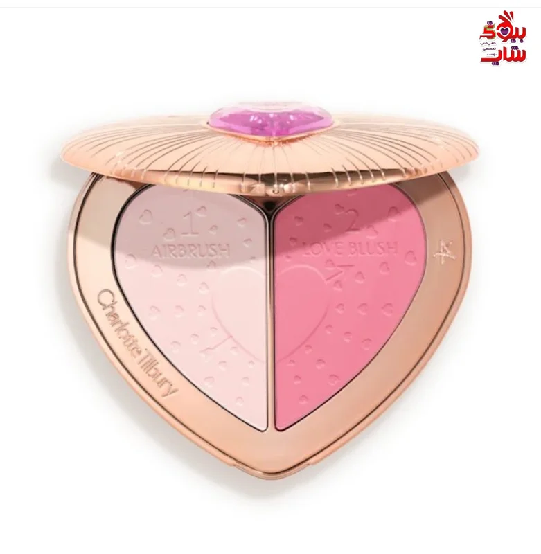 پلت صورت جدید شارلوت تیلبری رژ گونه و فیکس فولسایز اصل اروپایی CHARLOTTE TILBURY PILLOW TALK BEAUTY SOULMATES FACE PALETTE FLAWLESS PINK   Perfect + love-blush with my Pillow Talk face palette featuring awakening AIRbrush Flawless Finish powder and Pillow