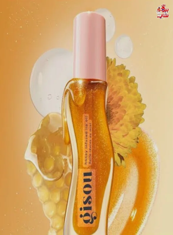 روغن لب عسل گیسو رنگ گلدن شیمر گلو با طعم عسل  فولسایز اصل اروپایی GISOU New: Honey Infused Lip Oil Golden Shimmer Glow