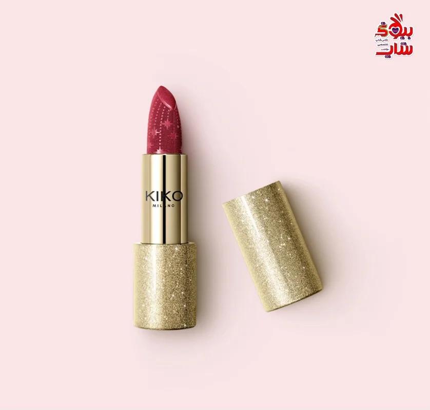 رژ لب هالیوودی شاین دار کیکو میلانو شماره 03 passionate Red اصل اروپایی فولسایز KIKO MILANO Holiday Wonderlights Starry Night Sparkling Lipstick