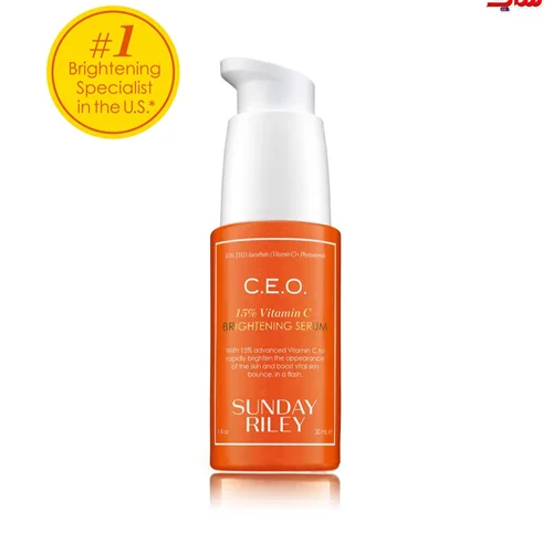 سرم ویتامین سی روشن کننده پوست ساندی ریلی 30میل اصل اروپایی C.E.O.15%VITAMIN C  BRIGHTENING SERUM SUNDAY RILEY