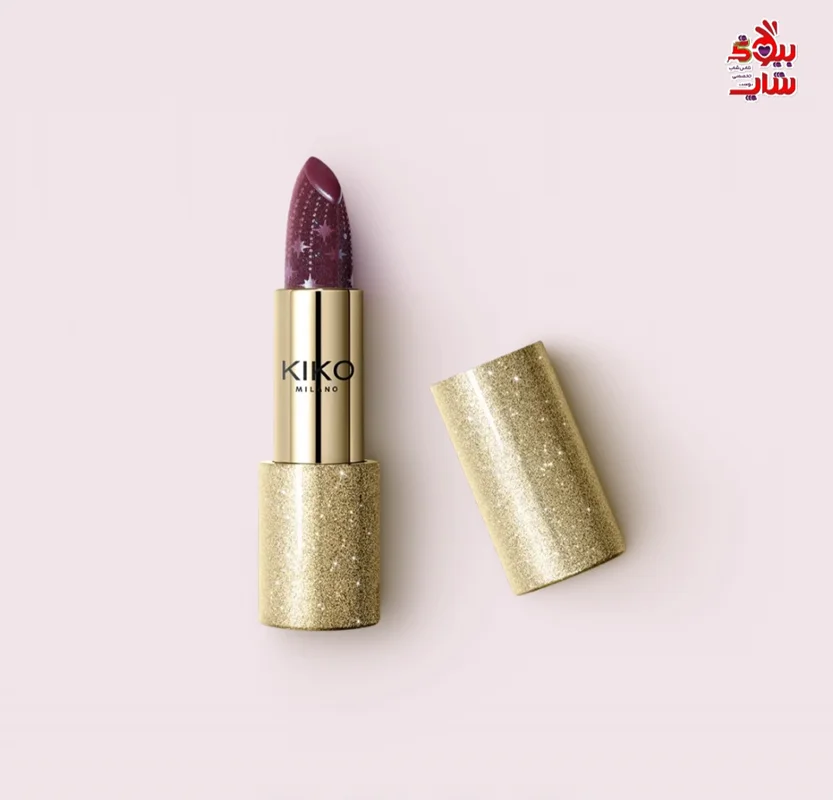 رژ لب هالیوودی شاین دار کیکو میلانو شماره Enigmatic Burgundy 04 اصل اروپایی فولسایز KIKO MILANO Holiday Wonderlights Starry Night Sparkling Lipstick