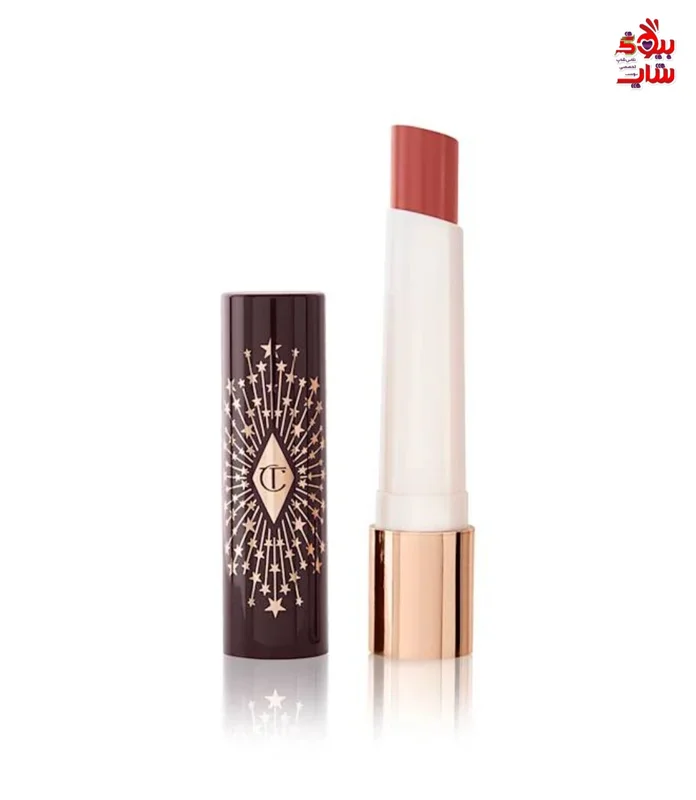 بالم لب شارلوت تیلبری حاوی اسید هیالورونیک هپی کیس  رنگ HAPPIPETAL اصل اروپایی حجم فولسایزCHARLOTTE TILBURY HYALURONIC HAPPIKISS HAPPIPETAL   Hydrating LIPSTICK BALM in a tawny nude shade