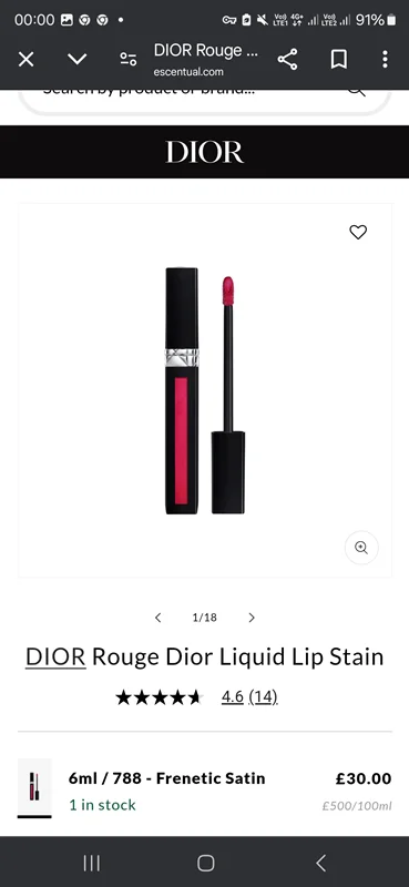 رژ لب مایع دیور رنگ 788 Frenetic Satin فولسایز اصل اروپایی DIOR Rouge Dior Liquid Lip Stain  colour  788- Frenetic Satin