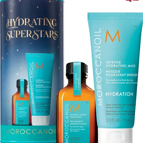 روغن مو و کاندیشنر موروکن اویل اصل اروپایی HYDRATING SUPER STARS  MOROCCAN OIL INTENSE HYDRATING MASK 75ML+MOROCCAN OIL 25ML